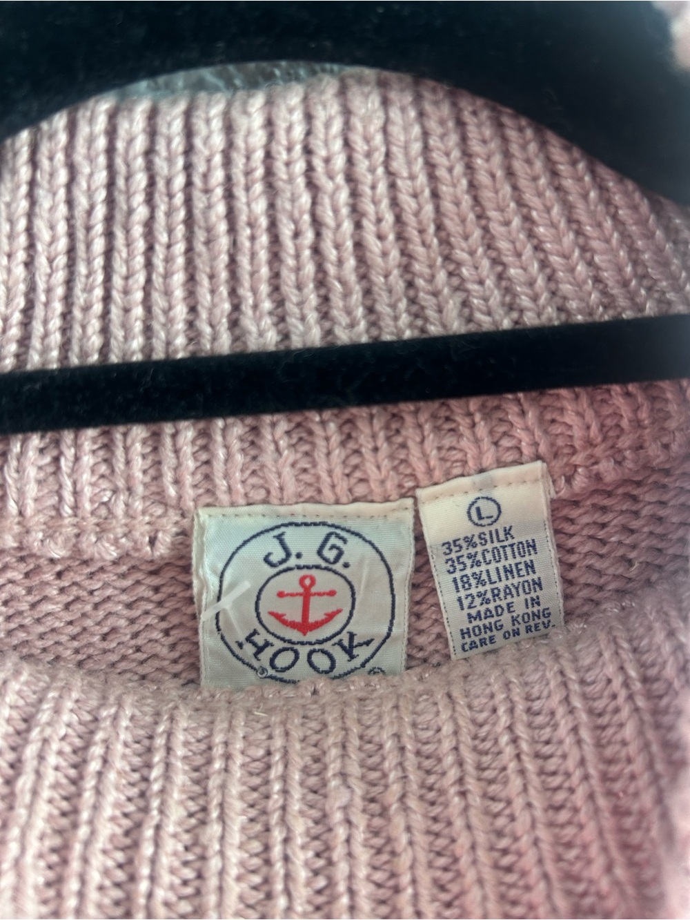 Vintage J.G. Hook Silk Cotton Linen Pink Mock Neck Feminine Sweater Vest - Picture 2 of 6